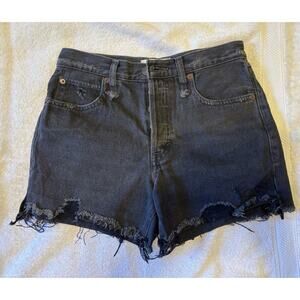 We the Free Twenty Five Black Denim Button Fly Jean Shorts Waist 25 Cut-off Fray
